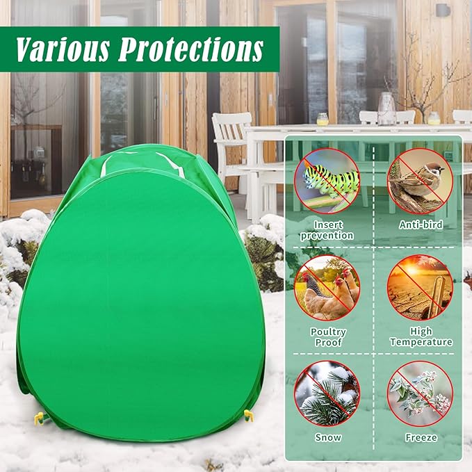 2 Pack Plant Covers Freeze Protection, Pop Up Shrub Frost Covers for Outdoor Plants Warm Plant