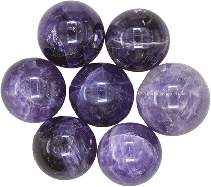Amazing Gemstone Amethyst Crystal Ball - 1" Inches Crystal Sphere Meditation Balls for Witchcraft