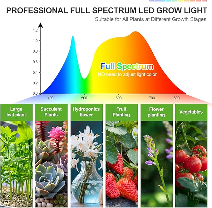 3-Head Table Top Grow Lights for Indoor Plants, Seed Starting, Bonsai with Timer, 27W Power Home