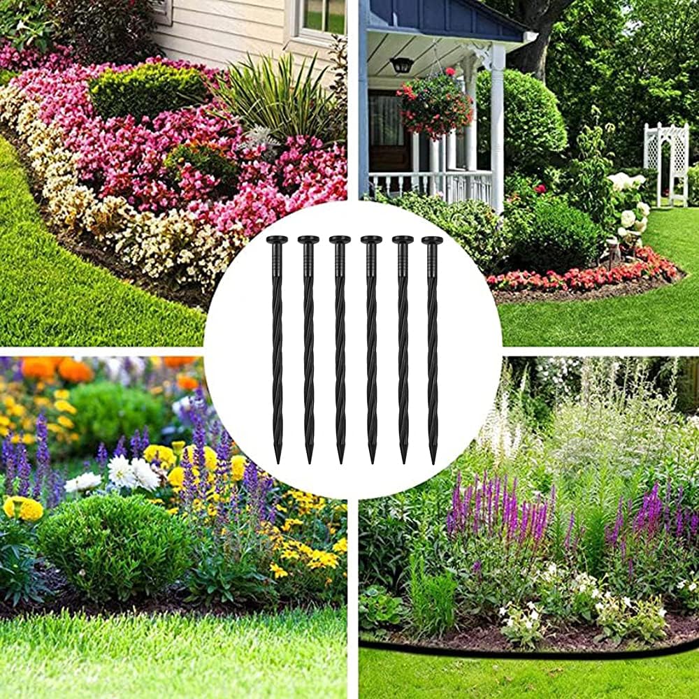 Plastic Landscape Anchoring Spikes 100 Pcs 8 Inch Nylon Spiral Landscape Spikes for Yard, Garden
