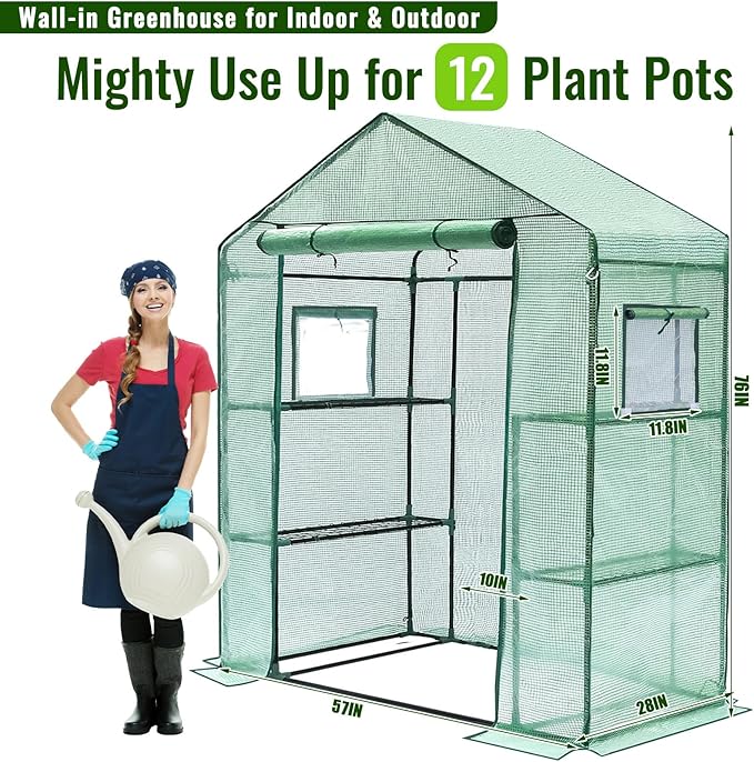 Greengro Greenhouse, 28 x 57 x 76'' Greenhouses for Outdoors, Small Plant Green House with Screen