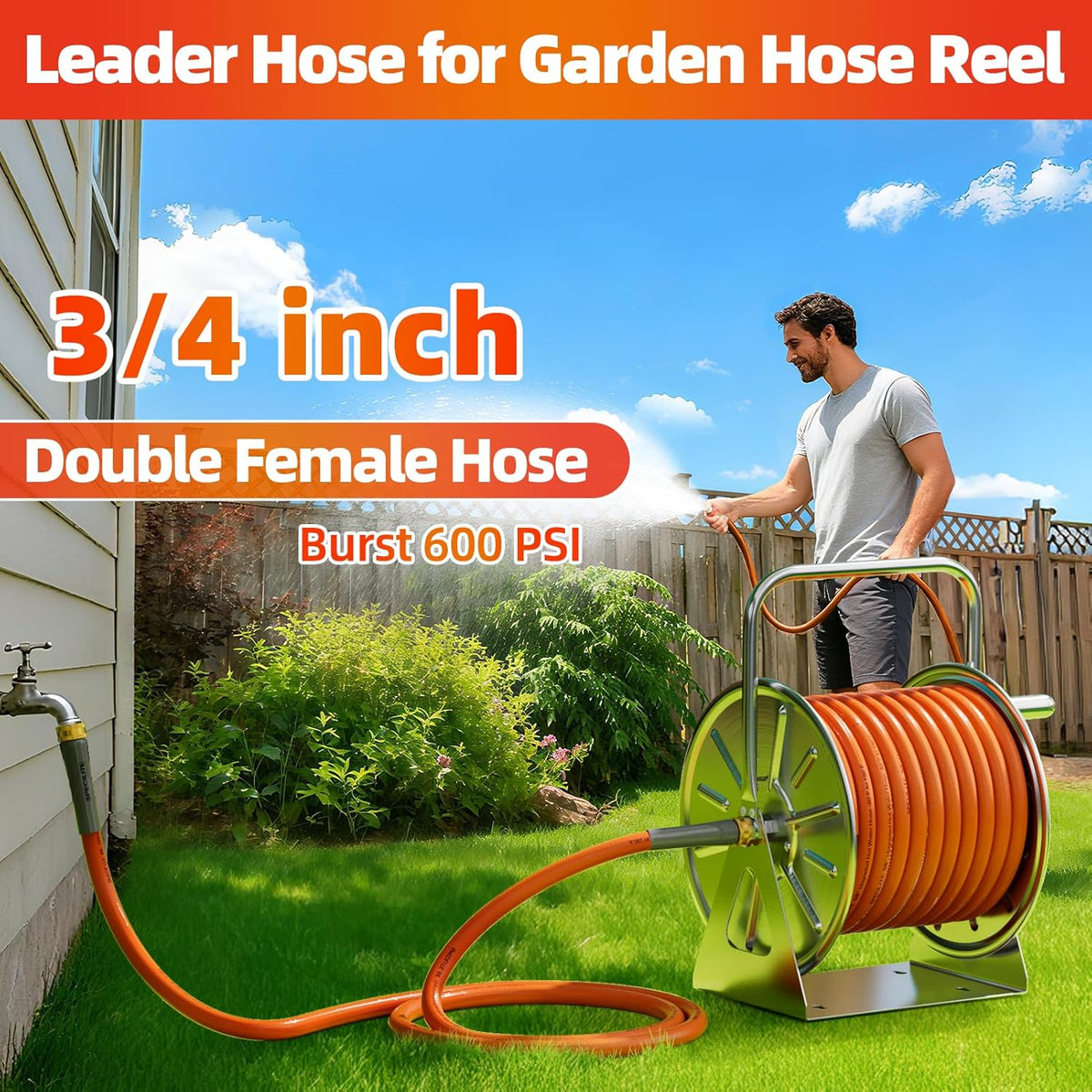 SPECILITE Garden Water Hose 5 ft x 3/4 in with Female to Female Connector, Small Leader Hose for
