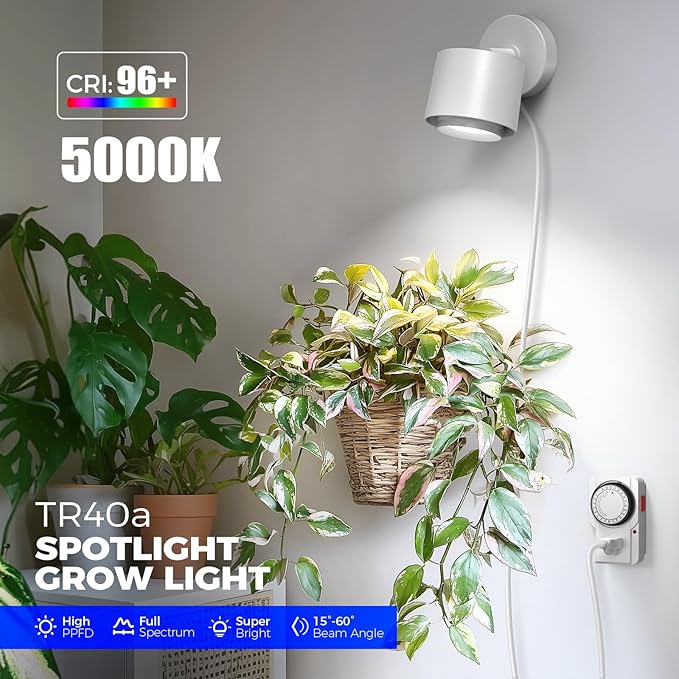 Barrina TR40a Track Grow Light for Indoor Plants, 40W Hanging Grow Lights with Adjustable Beam