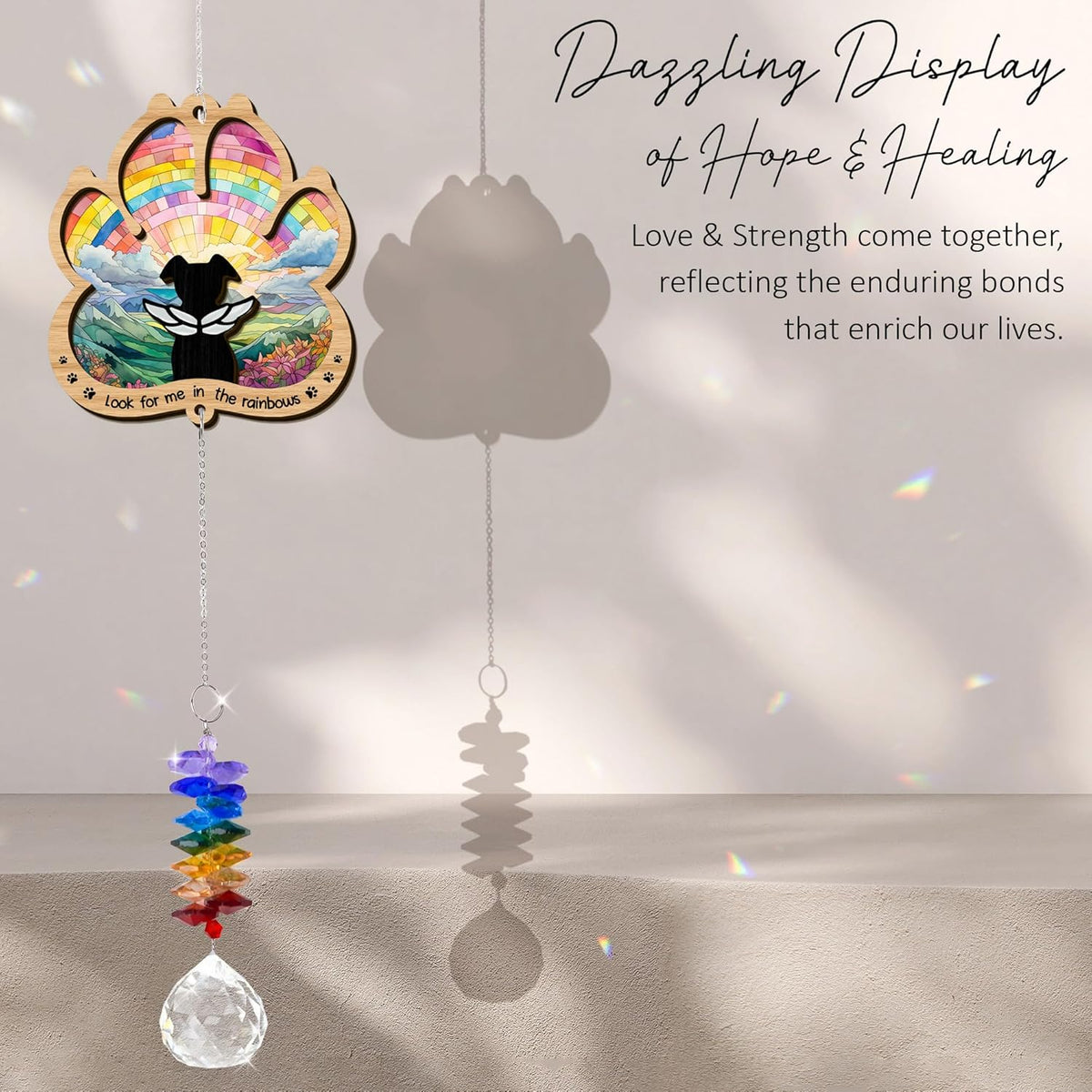 2 Layered Ornament Suncatcher - Rainbow Bridge - Christmas Birthday Gifts for Dog Lover - Dogs