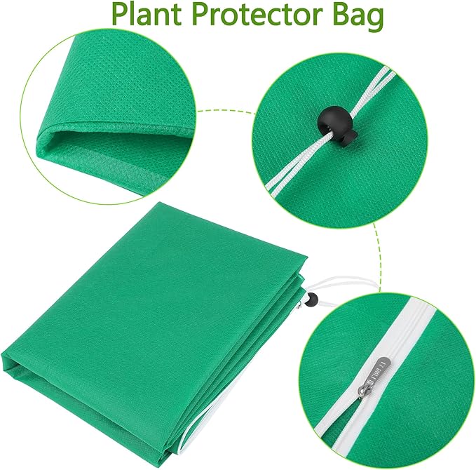 10 Pieces Plant Covers Freeze Protection Winter Plant Frost Cover with Drawstring and Zipper Large