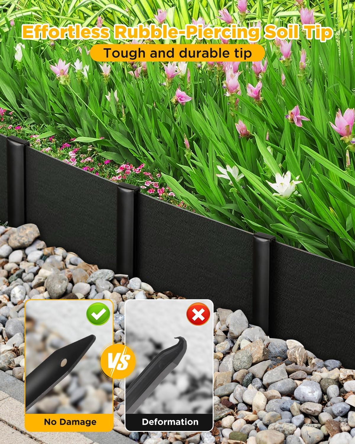 Landscape Edging Metal Stakes - 40 Pcs, 10 Inch Garden Landscape Stakes, High Carbon Steel