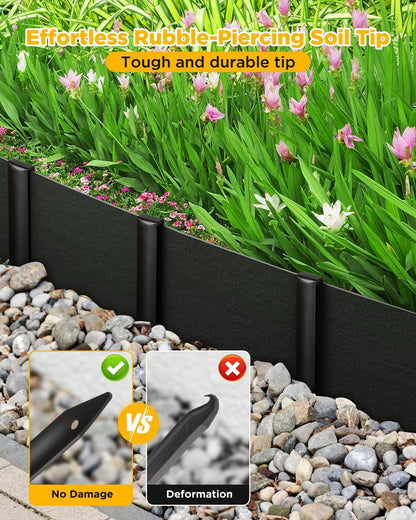Landscape Edging Metal Stakes - 40 Pcs, 10 Inch Garden Landscape Stakes, High Carbon Steel