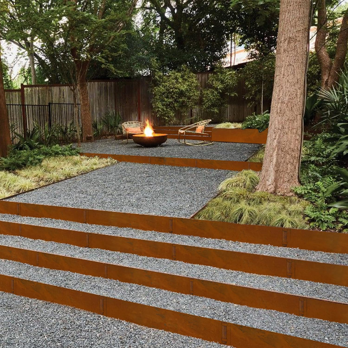 Co rten Steel Landscape Edging 10 Inch Tall 6 Packs, Pre-Rusted Metal Garden Edging with 6 Clips