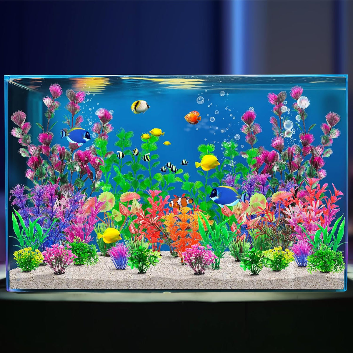 CousDUoBe 30Pcs Aquarium Plants, Fish Tank Accessories Artificial Aquatic Plants,Full Set of Fish