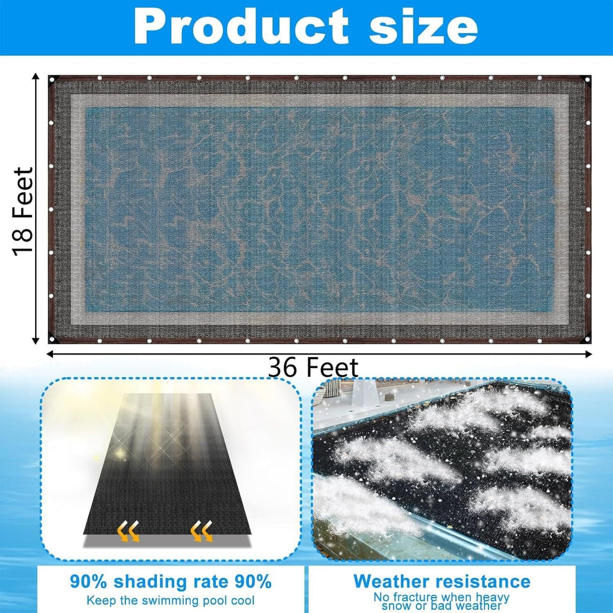 18 x 36 Ft Pool Leaf Net Cover- Thicken Rectangle Leaf Netting for Inground and Above Ground