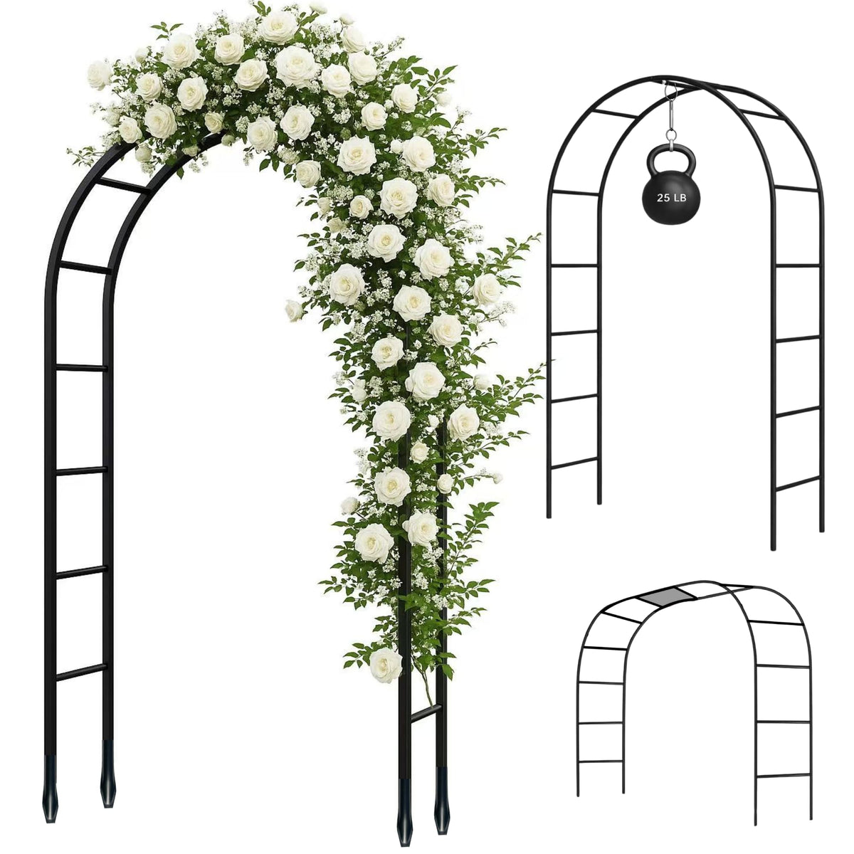 Thickened Tube Garden Arch,7.3ft Heavy-Duty Metal with 16mm Steel Tubes & 0.5mm Thickened Wall