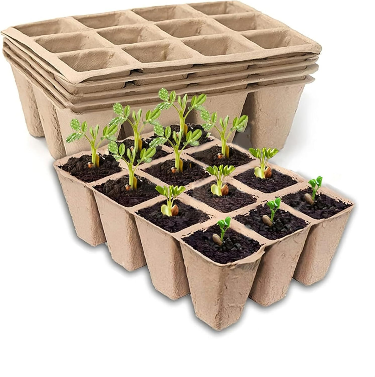 Seedling Starter Traysk,Biodegradable Seed Starter Trays for Seedlings,Eco-Friendly Peat Pots(60