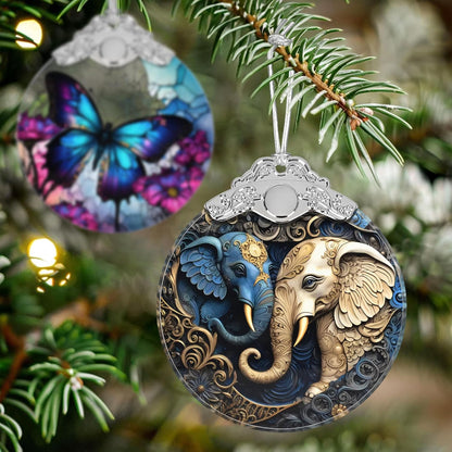 Christmas Ornament - Stained Glass Elephant - Home Decor - Holiday Present Ideas - Gift Exchange