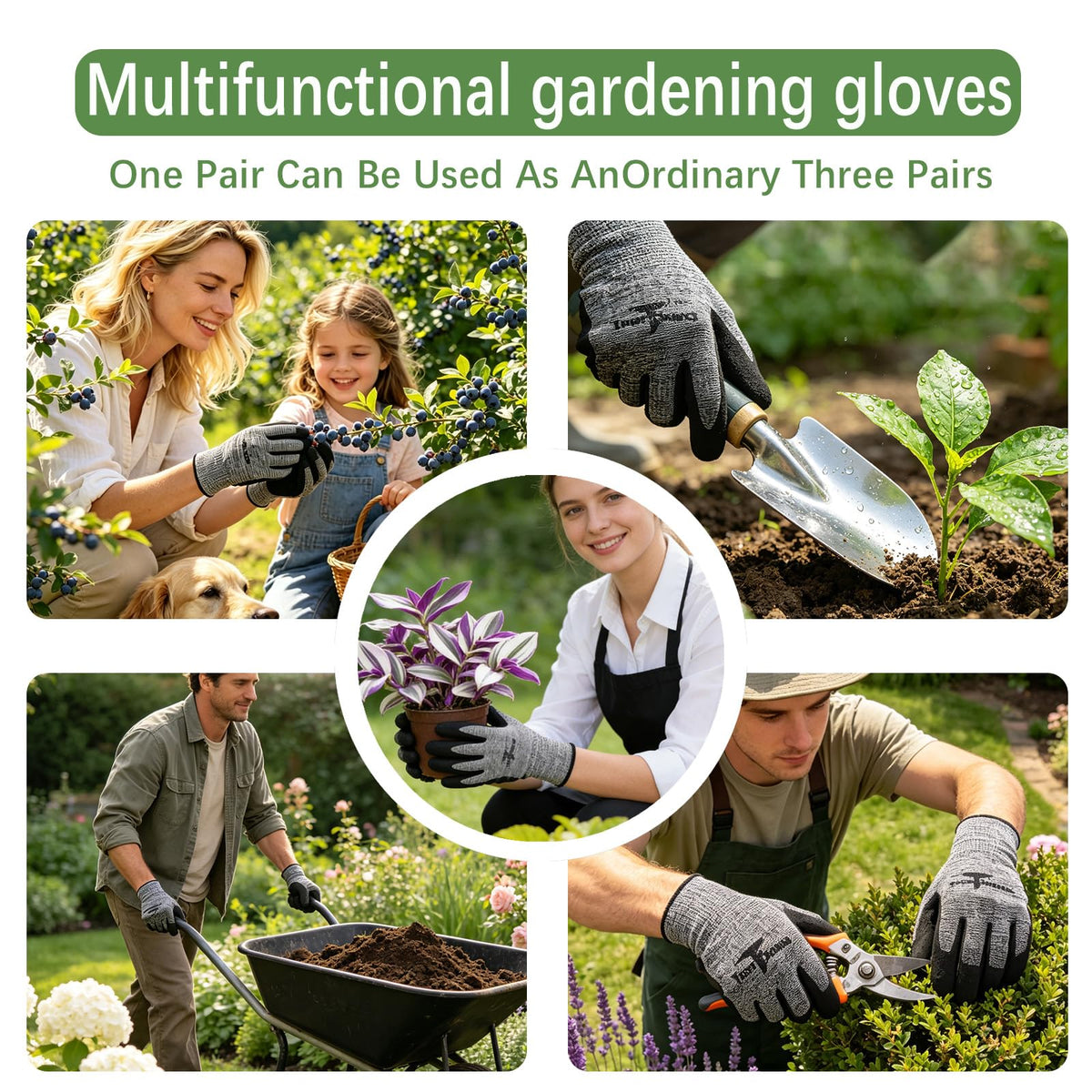 Trendara 8 Pairs gloves for men gardening gloves,garden gloves for women,Breathable latex dipped