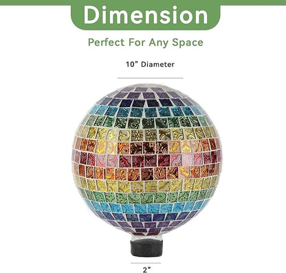 Lily's Home Colorful Mosaic Glass Gazing Ball, Designed with a Stunning Rainbow Holographic Mosaic
