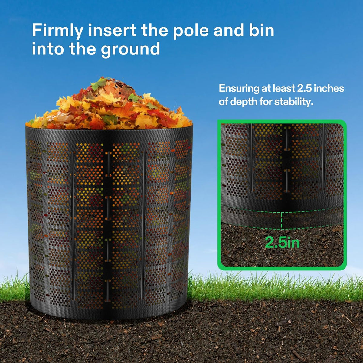 VIVOSUN 300 Gallon Outdoor Compost Bin, Expandable Composter, Easy to Setup & Large Capacity for