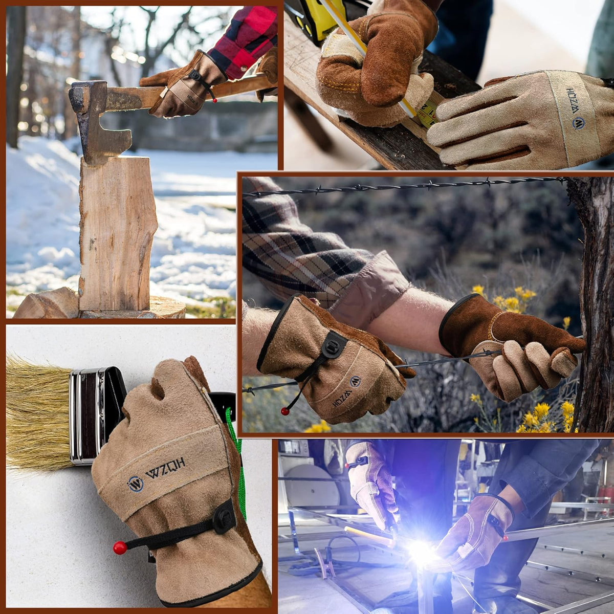 Leather Work Gloves for Men or Women. Large Glove for Gardening, Tig/Mig Welding, Construction