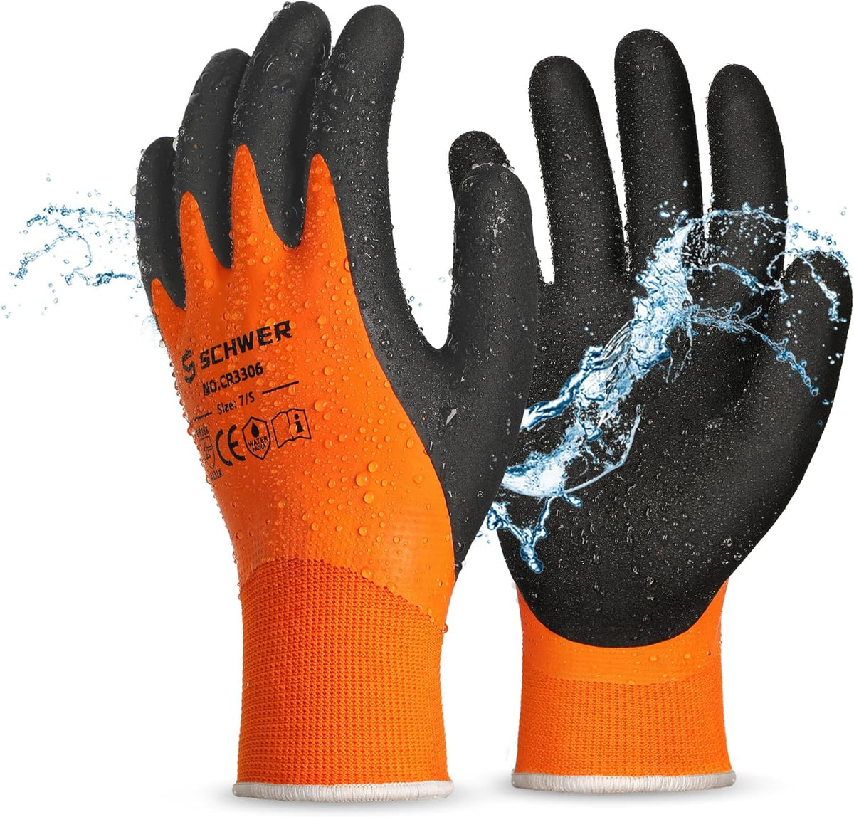 Schwer 2 Pairs Waterproof Work Gloves for Men and Women CR3306, Gardening Gloves with Double Latex