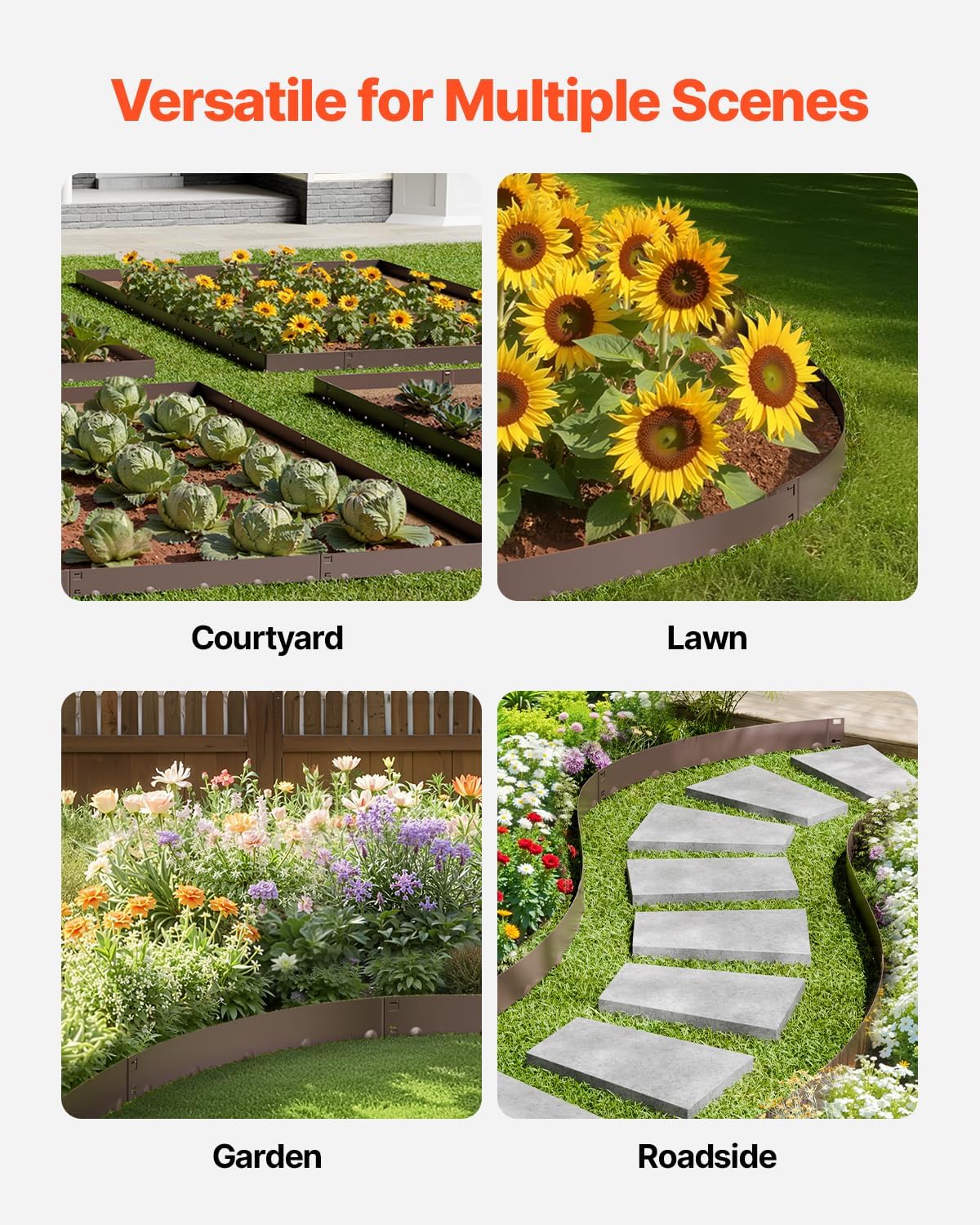 VEVOR Steel Landscape Edging, 5 Packs 39 x 4 in Rust-Resistant Metal Landscape Edging, Bendable