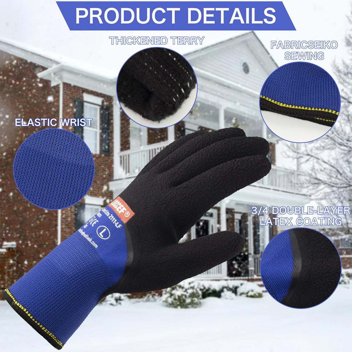 LOCCEF 2 Pairs Winter Work Gloves for Men and Women, Freezer Gloves for Work Below Zero, Thermal