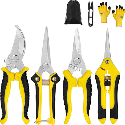 5 pack Garden Pruning Shears Stainless Steel Blades, Handheld Scissors Set with Gardening