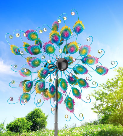 Regal Art & Gift Peacock Wind Spinner – Metal Yard Decorations Outdoor | Kinetic Garden Spinner for