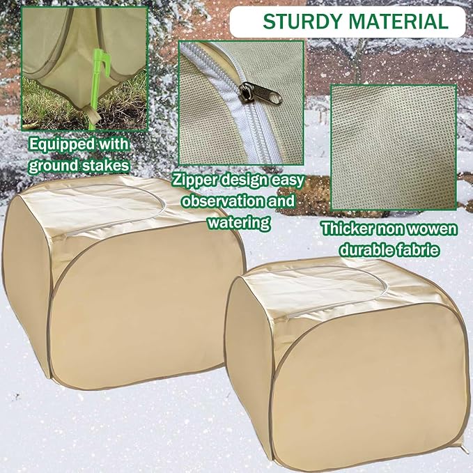 2 Pack Pop Up Plant Freeze Protection Covers, Shrub Frost Covers Outdoor Plant Protectors Frost