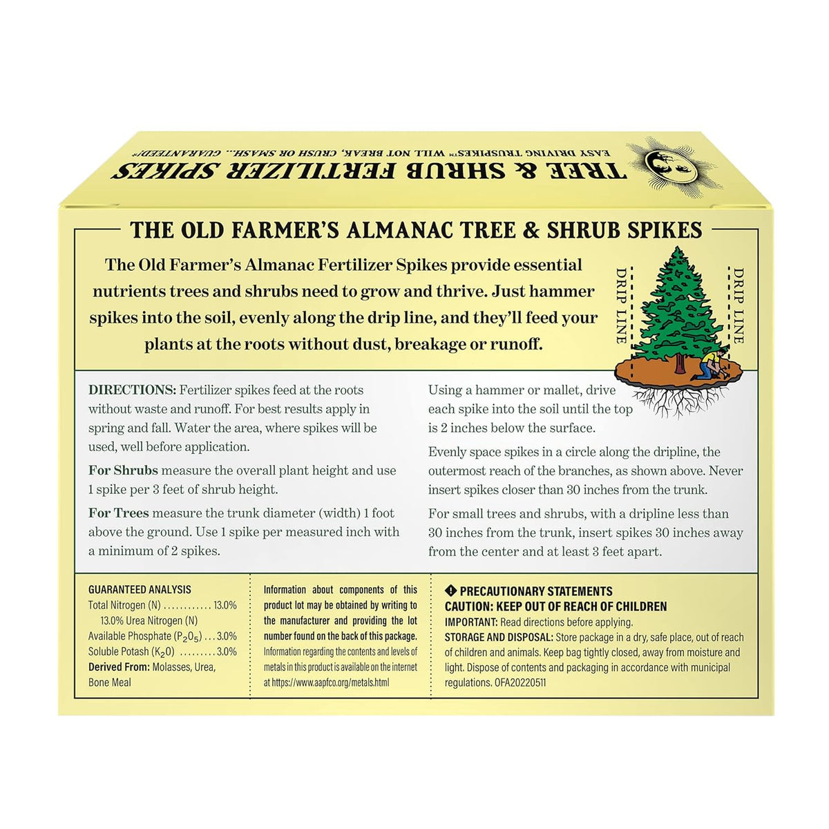 The Old Farmer's Almanac Tree & Shrub Fertilizer Spikes (Box of 24 Spikes - 6 Lbs) (OFA-FS1333-24)
