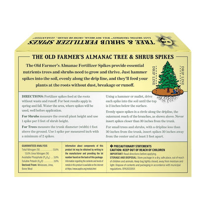 The Old Farmer's Almanac Tree & Shrub Fertilizer Spikes (Box of 24 Spikes - 6 Lbs) (OFA-FS1333-24)