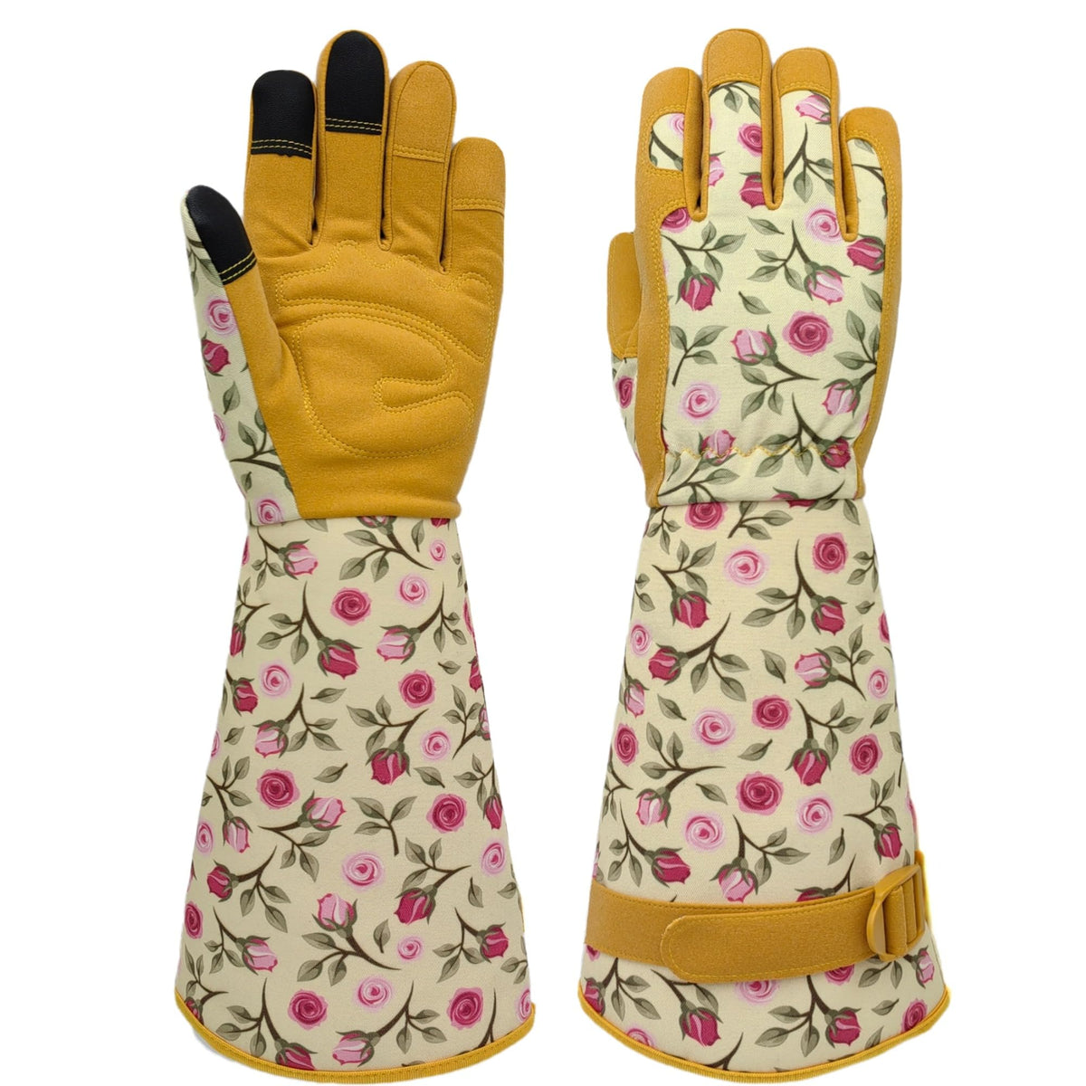 MSUPSAV Gauntlet Gardening Glove,Work Glove,Gardener,Medium,Yellow Rose