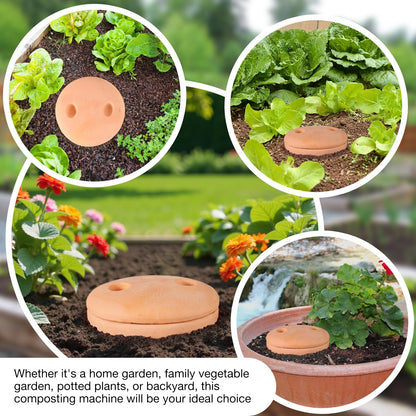 Underground Worm Farm Garden Red Pottery 11Inch vermicomposting Bin for use in Outdoor Gardening
