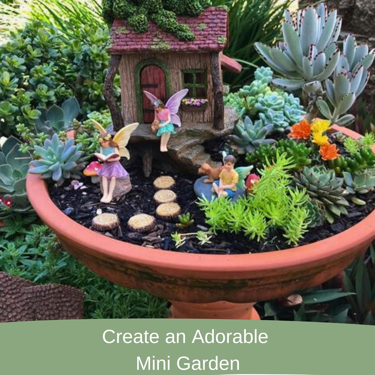 PRETMANNS Fairy House Kit - Fairy Garden Accessories for Outdoor Miniature Village Decor, with