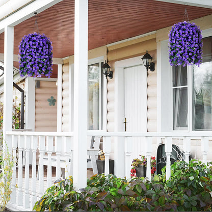HyeFlora Artificial Faux Hanging Plants Flowers Vines for Outdoor Outside Fall Decoration, 2PCS