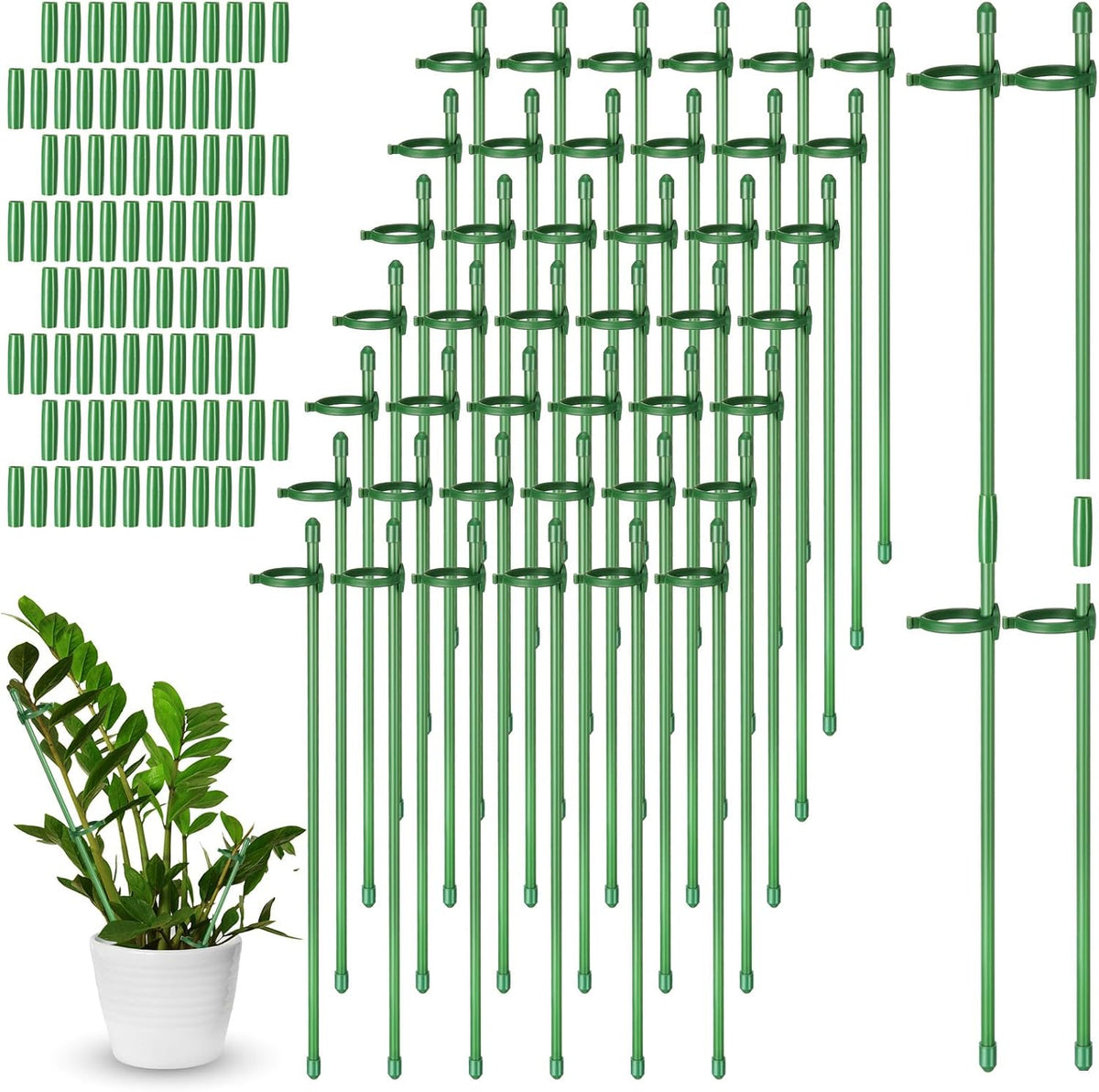 meekoo 120 Pcs Adjustable Garden Plant Support Stakes Single Stem Plant Cage Support Rings with