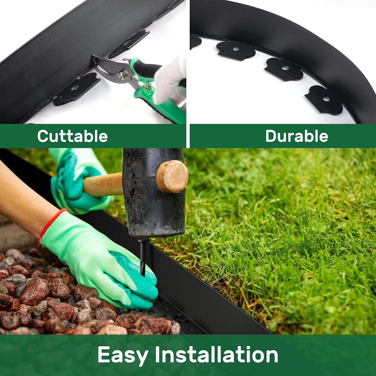 AGTEK Garden Edging 49FT Landscape Edging Kit 3 Inch Height Plastic Garden Border No Dig Lawn