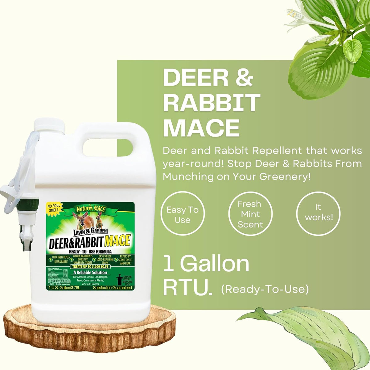 Nature’s MACE Deer and Rabbit Mace, Deer Repellent Spray, 1 Gallon, Deer Repellent for Plants