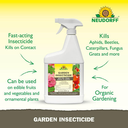 Neudorff Garden Insecticide Spray for Roses and Flowers, Kills Fruit Flies, Fungus Gnats, and 100+