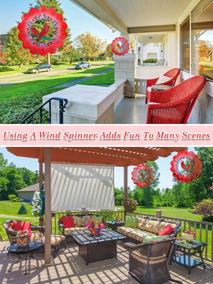 Cardinal Wind Spinners Outdoor Garden Decor for Outside - 12 Inch 3D Stainless Steel Metal Wind