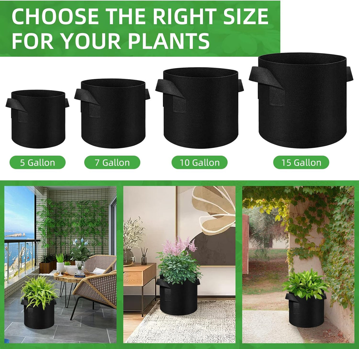 50 Pack 10 Gallon Plant Grow Bags, Breathable Felt Non-Woven Aeration Fabric Plant Grow Pots
