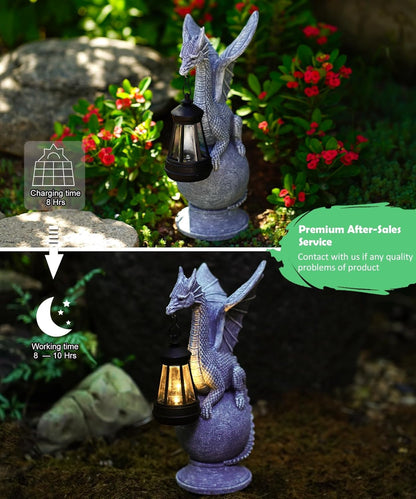 Qeeman Dragon on Ball Statues: Garden Decor Outdoor Decorations Art Figurine for Patio Balcony Yard