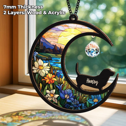 Custom Dog Memorial Gift Suncatcher, Engraved Pet Memorial Ornament, Pet Sympathy Keychain, Loss of
