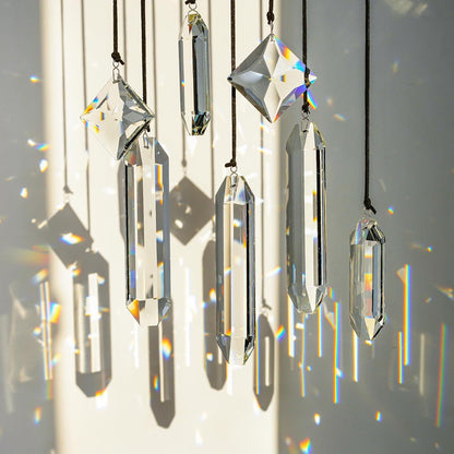 HDCRYSTALGIFTS Modern Grief Gift,Set 7 Clear Crystal Prisms Suncatchers Hanging Ornament,Rainbow