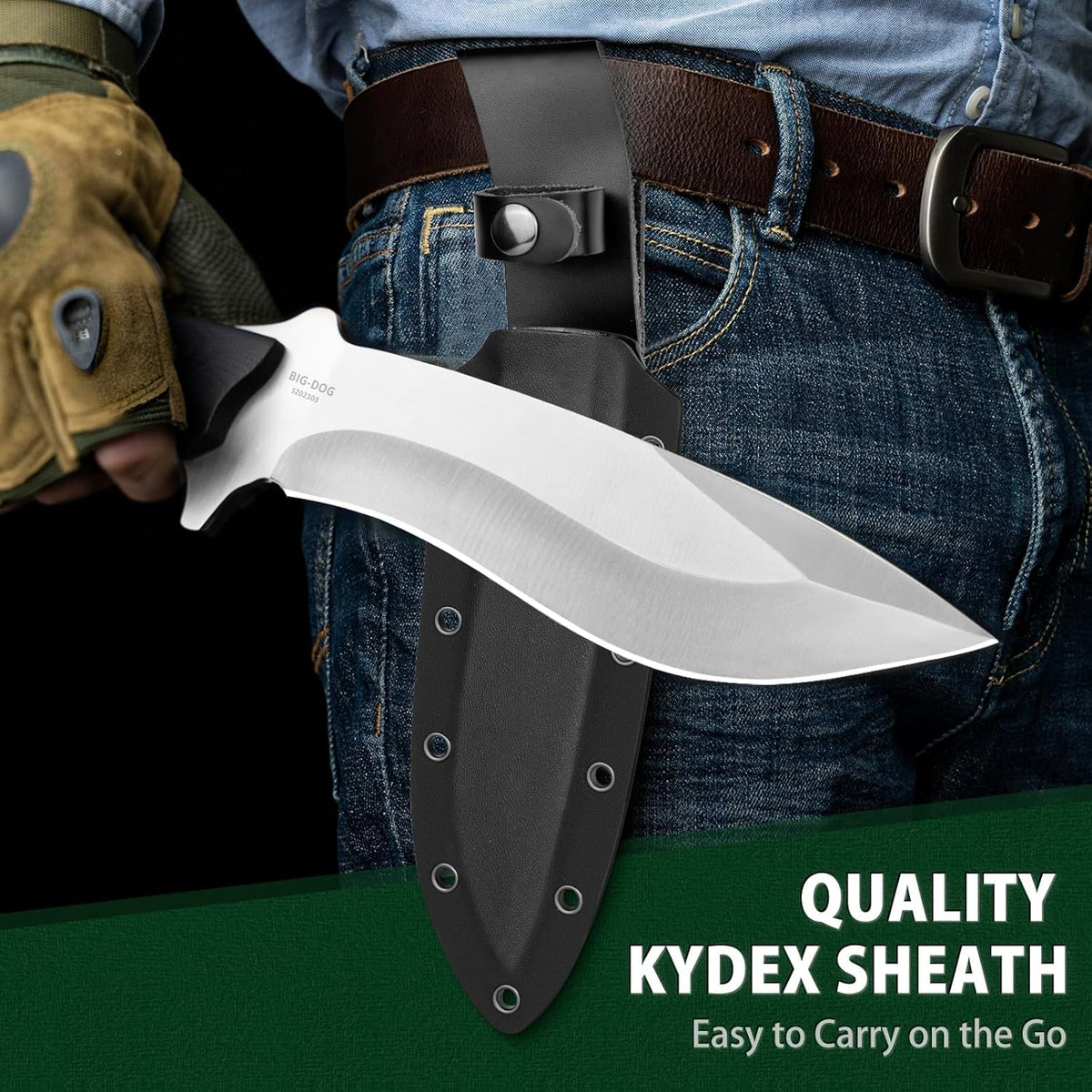 NedFoss Kukri Survival Knife with Sheath, 6" Full Tang Fixed Blade Hunting Knife with G10 Handle