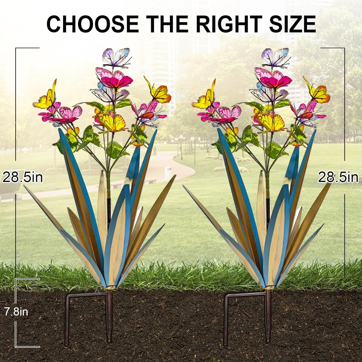 TOMBABY Garden Outdoor Butterfly Enlarge Thickened Wind Resistant Metal Agave Garden Art Metal
