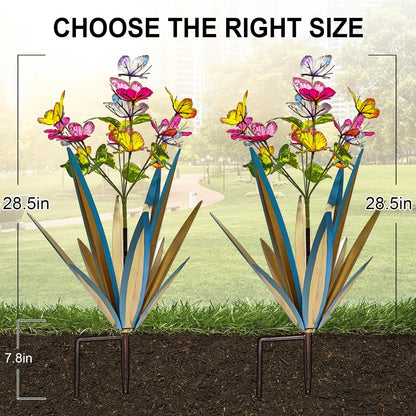 TOMBABY Garden Outdoor Butterfly Enlarge Thickened Wind Resistant Metal Agave Garden Art Metal