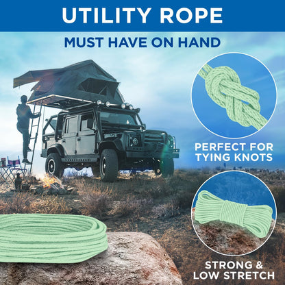 TECEUM Cotton Rope 3/16” (5 mm) – 50 FT – Strong All-Purpose Braided Rope – Natural Cotton – for
