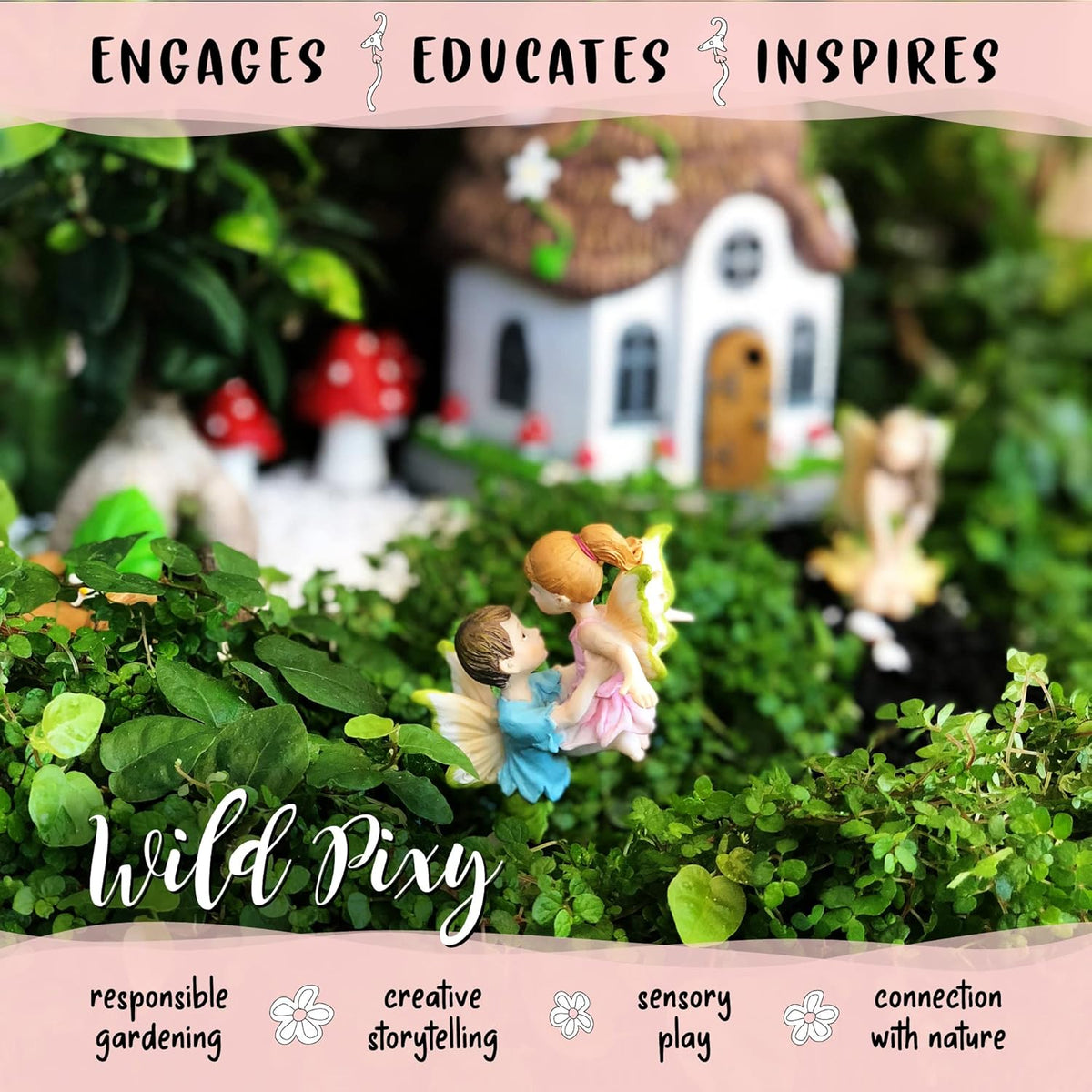 WILD PIXY Miniature Fairy Figurine - Fairy Garden Fairies with an Inspiration Theme, Includes A