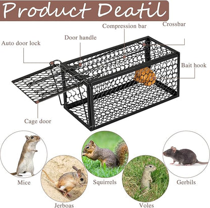 Qualirey 4 Pcs Humane Rat Trap Chipmunk Rodent Mouse Squirrel Trap Small Live Animal Mouse Voles