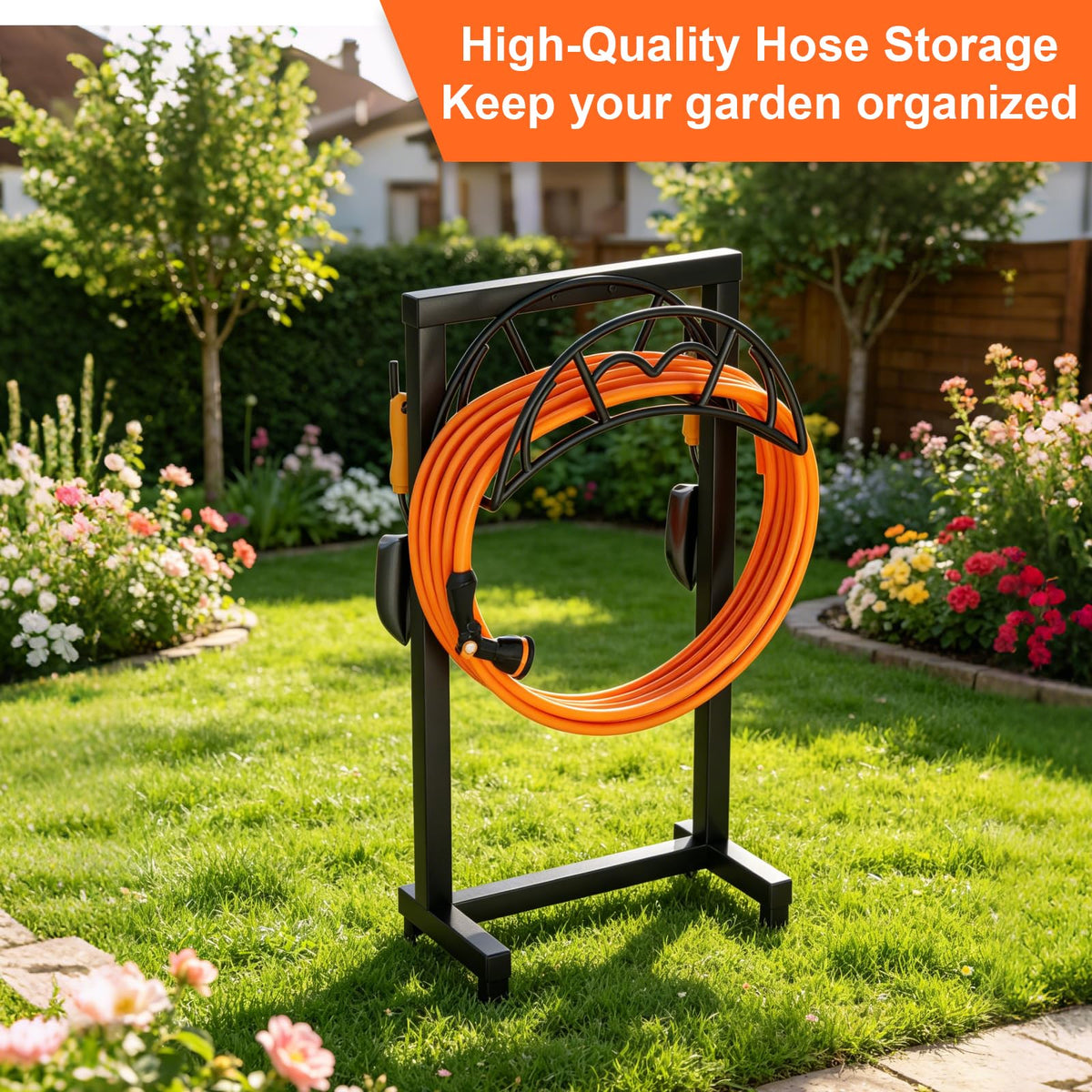VyGrow Garden Hose Holder, Freestanding Heavy Duty Water Hose Holder for Outside, Upgraded Metal