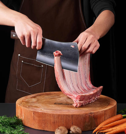 ENOKING Cleaver Knife, 7.5 Inch Hand Forged Meat Cleaver Heavy Duty Bone Chopper German High Carbon